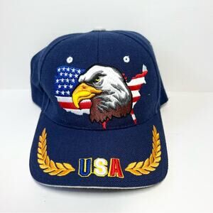 America Hat USA Eagle Embroidered Cap Adjustable Back Red‎ White and Blue